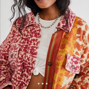 Free People Ruby Jacket Printed Pink EUC M